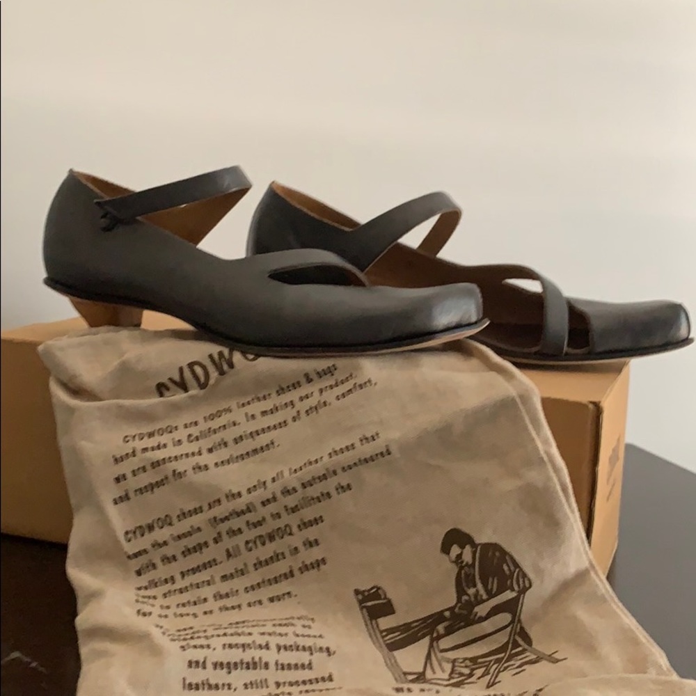 Brown leather shoes.
